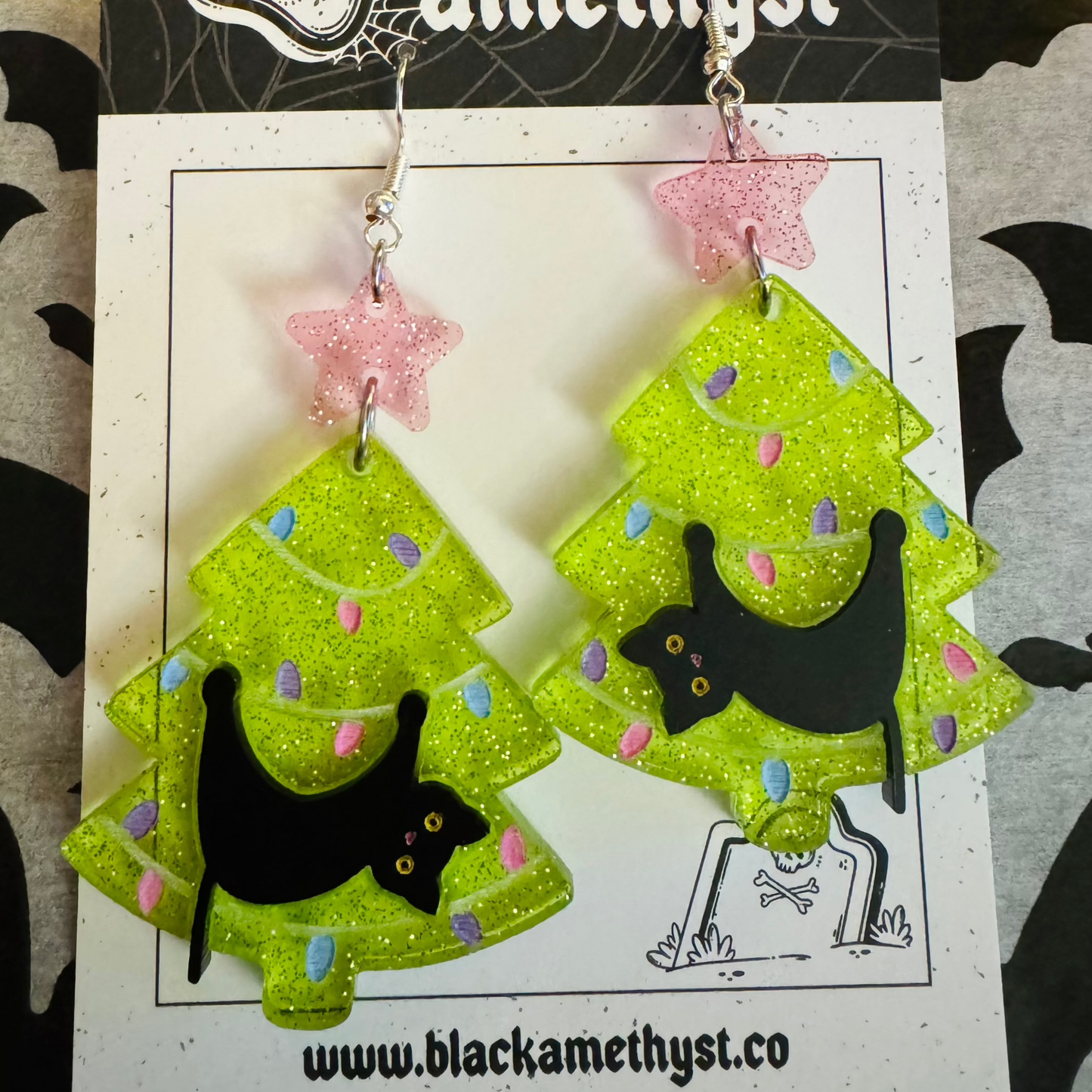 Naughty Christmas Cat Earrings