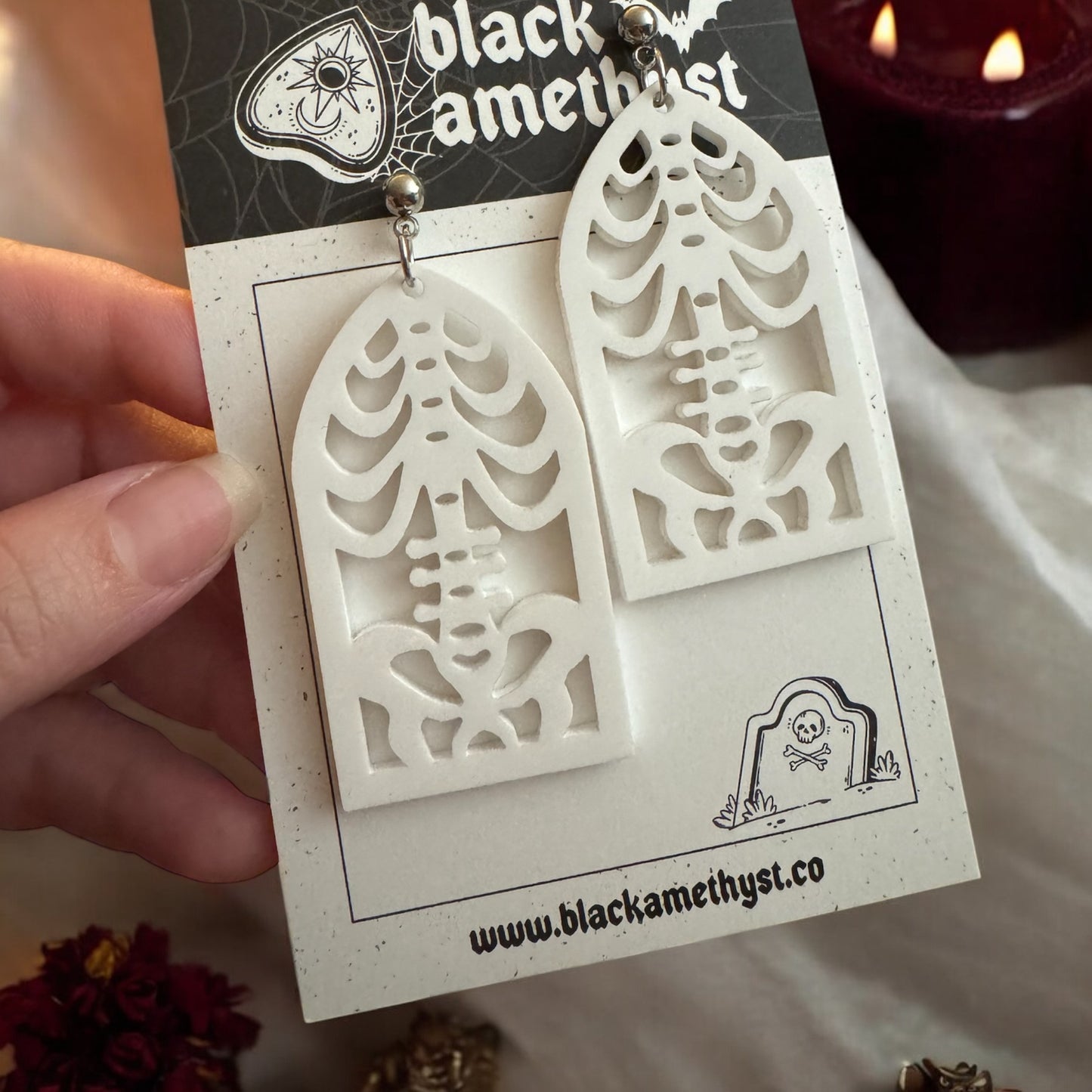 Ribcage Bone Cathedral Window Earrings
