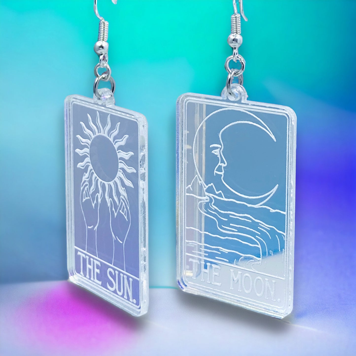 The Sun and Moon Tarot Card Iridescent Earrings