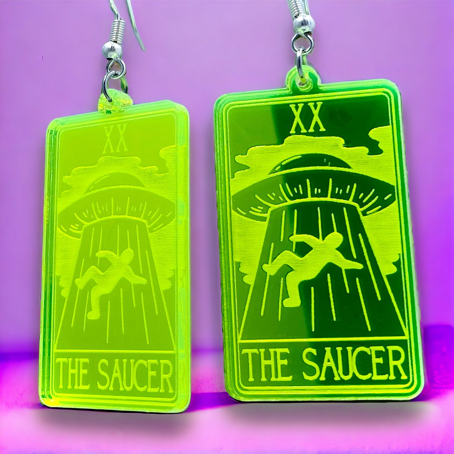 The Saucer Tarot Card Mirror Earrings