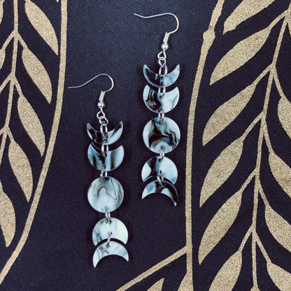 Smoke and Mirrors Moon Phases Dangle Earrings