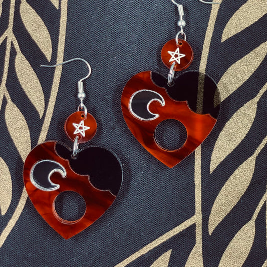 Red Smoke Ouija Planchette Earrings