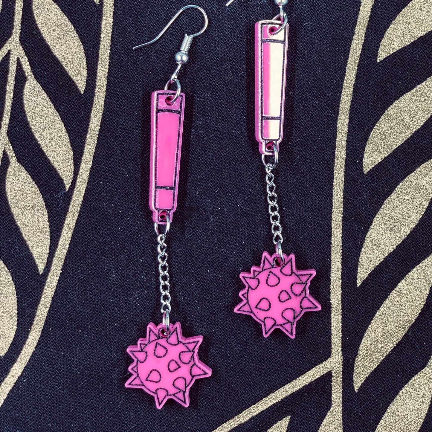 Pink Mace Dangle Earrings