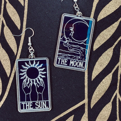 The Sun and Moon Tarot Card Iridescent Earrings