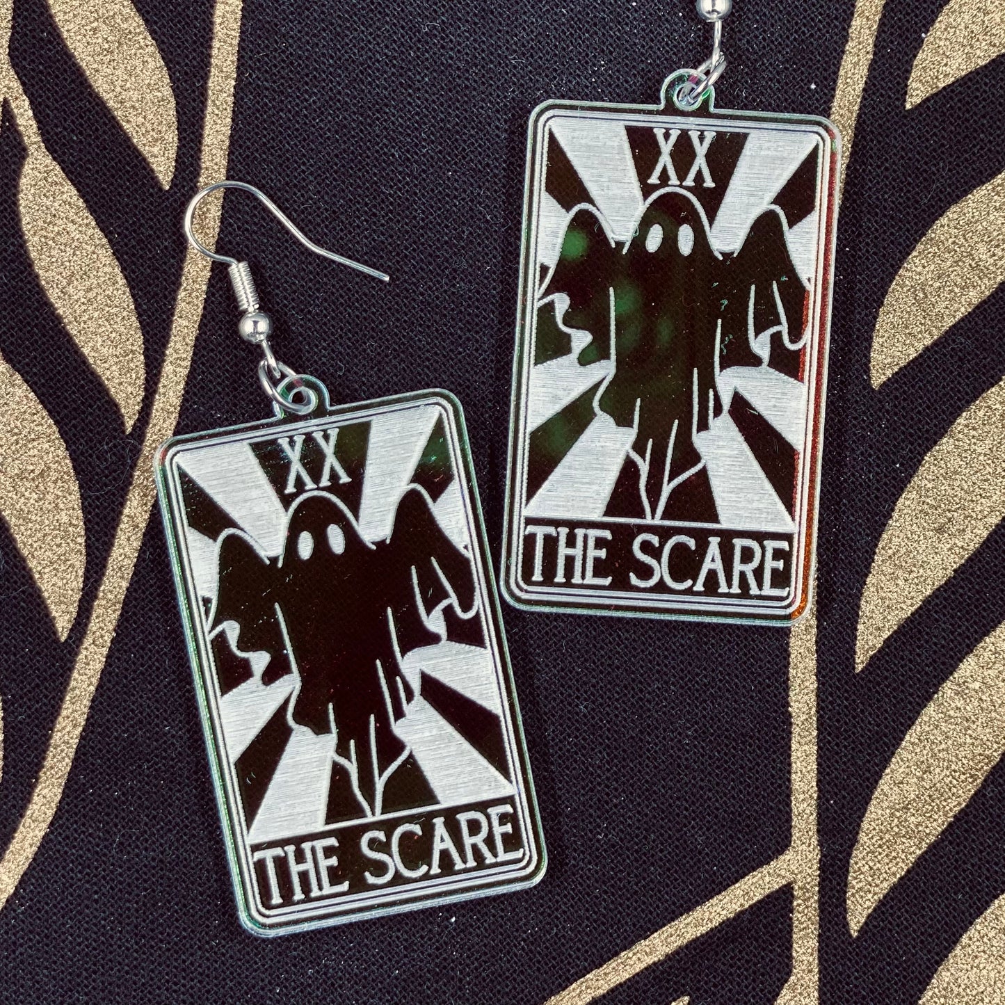 The Scare Ghost Tarot Card Iridescent Earrings