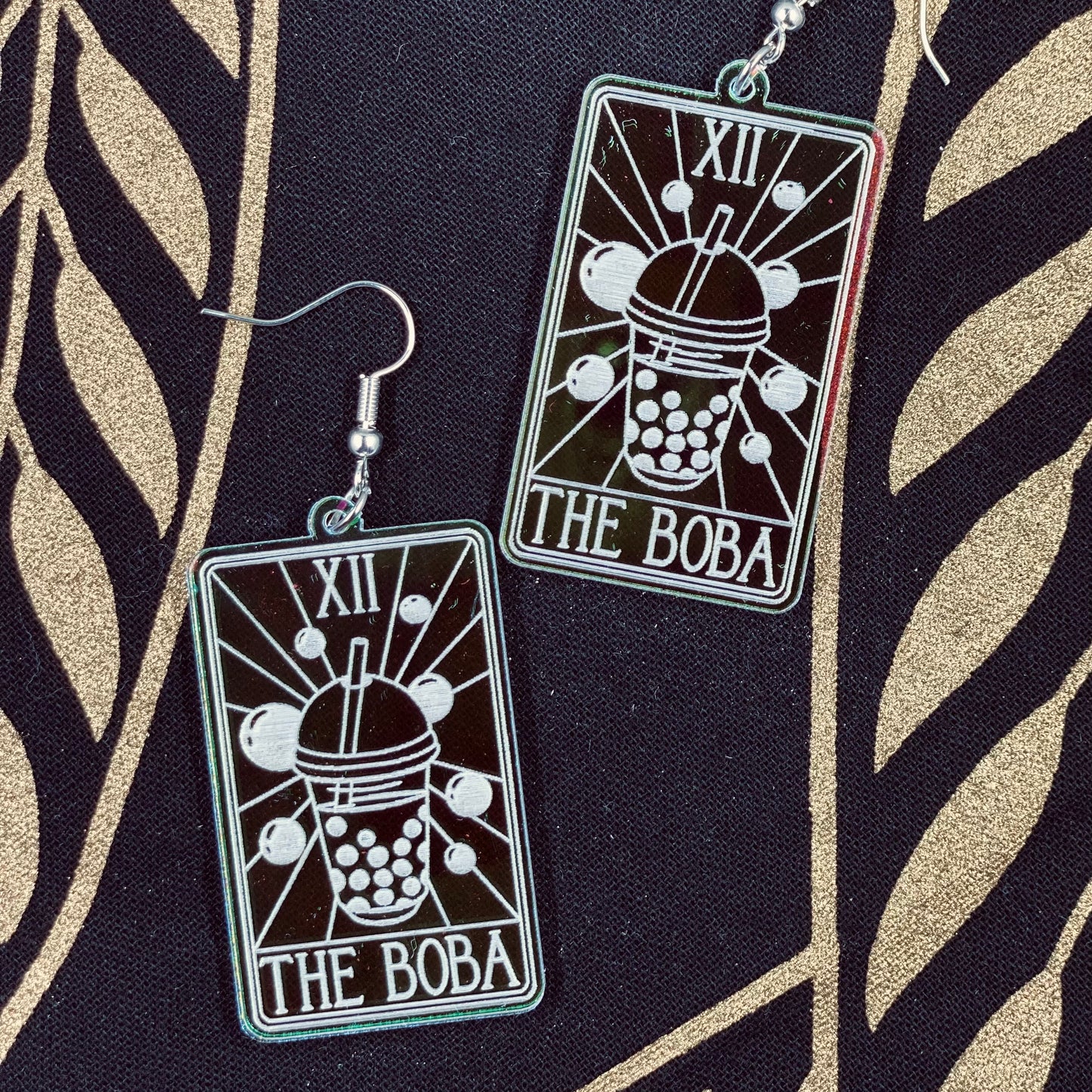 The Boba Tarot Card Iridescent Earrings