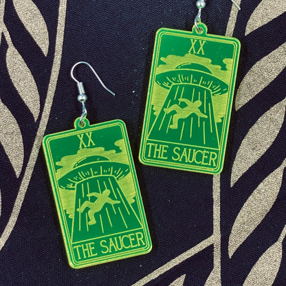 The Saucer Tarot Card Mirror Earrings