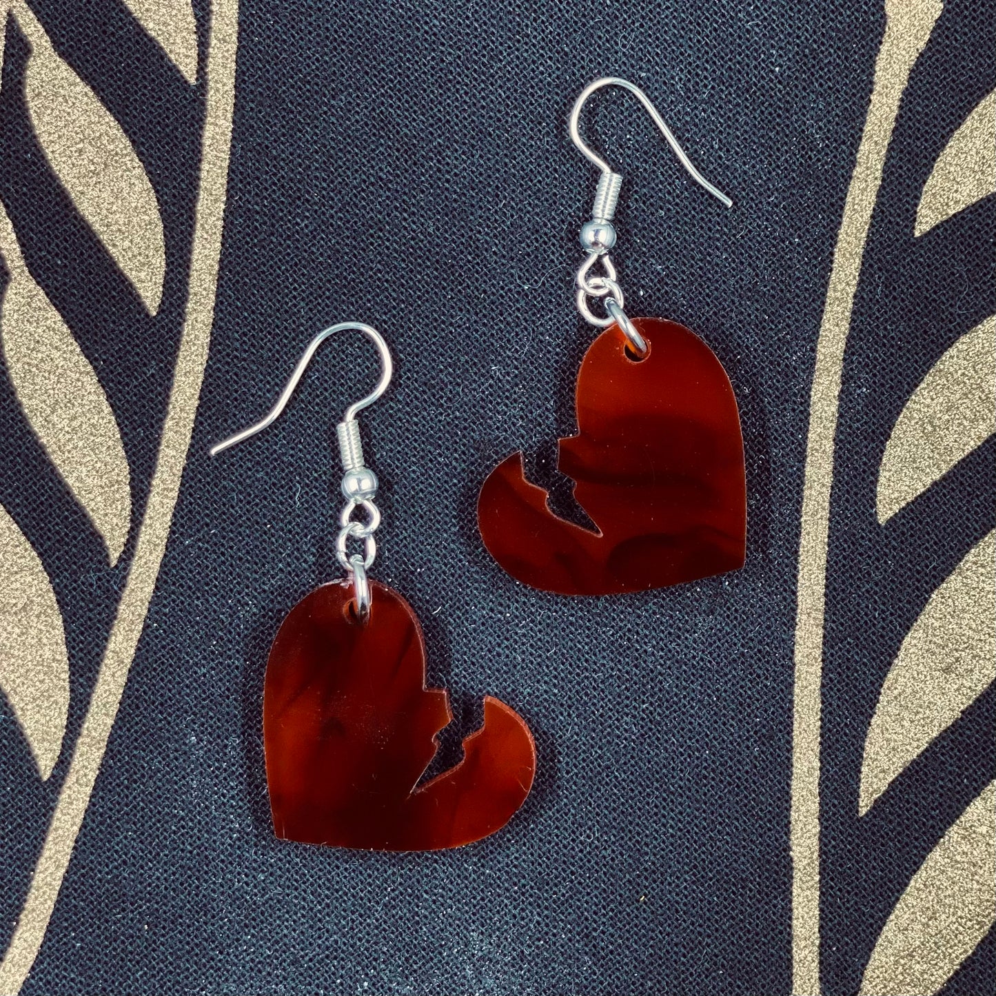 Red Smoke Broken Heart Earrings