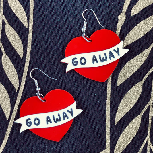 Go Away Heart Earrings