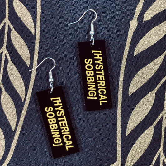 Hysterical Sobbing Closed Caption Earrings