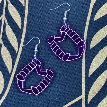 Purple Vampire Teeth Earrings