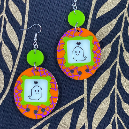 Spooky Glow in the Dark Virtual Pet Earrings