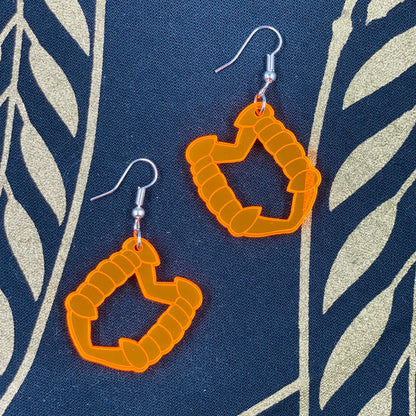 Neon Orange Vampire Teeth Earrings