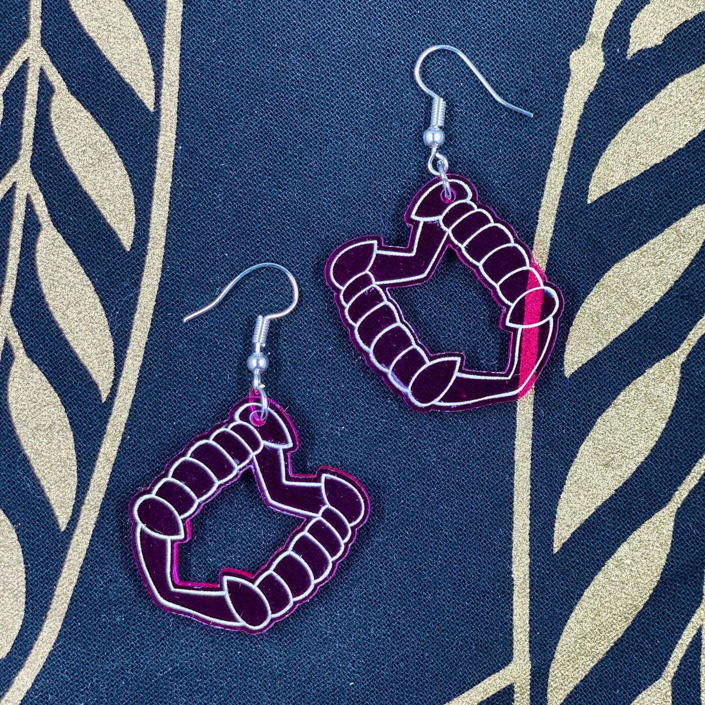 Magenta Vampire Teeth Earrings