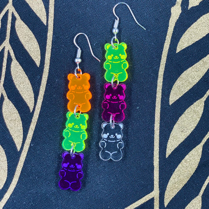 Neon Gummy Bear Dangle Earrings