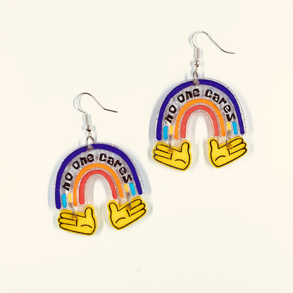 No One Cares Rainbow Earrings