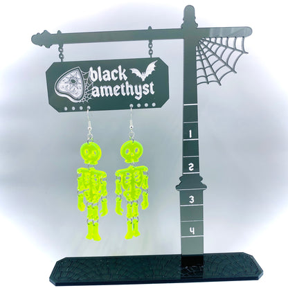 Neon Green Skeleton Dangle Earrings