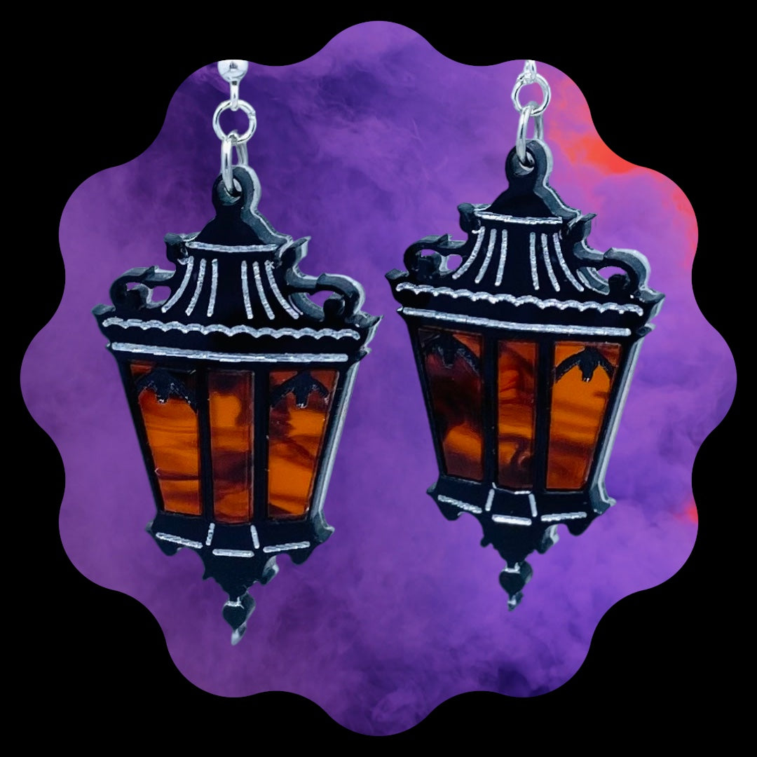 Amber Light Victorian Lantern Earrings