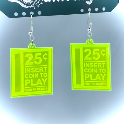 Neon Green Coin Slot Earrings