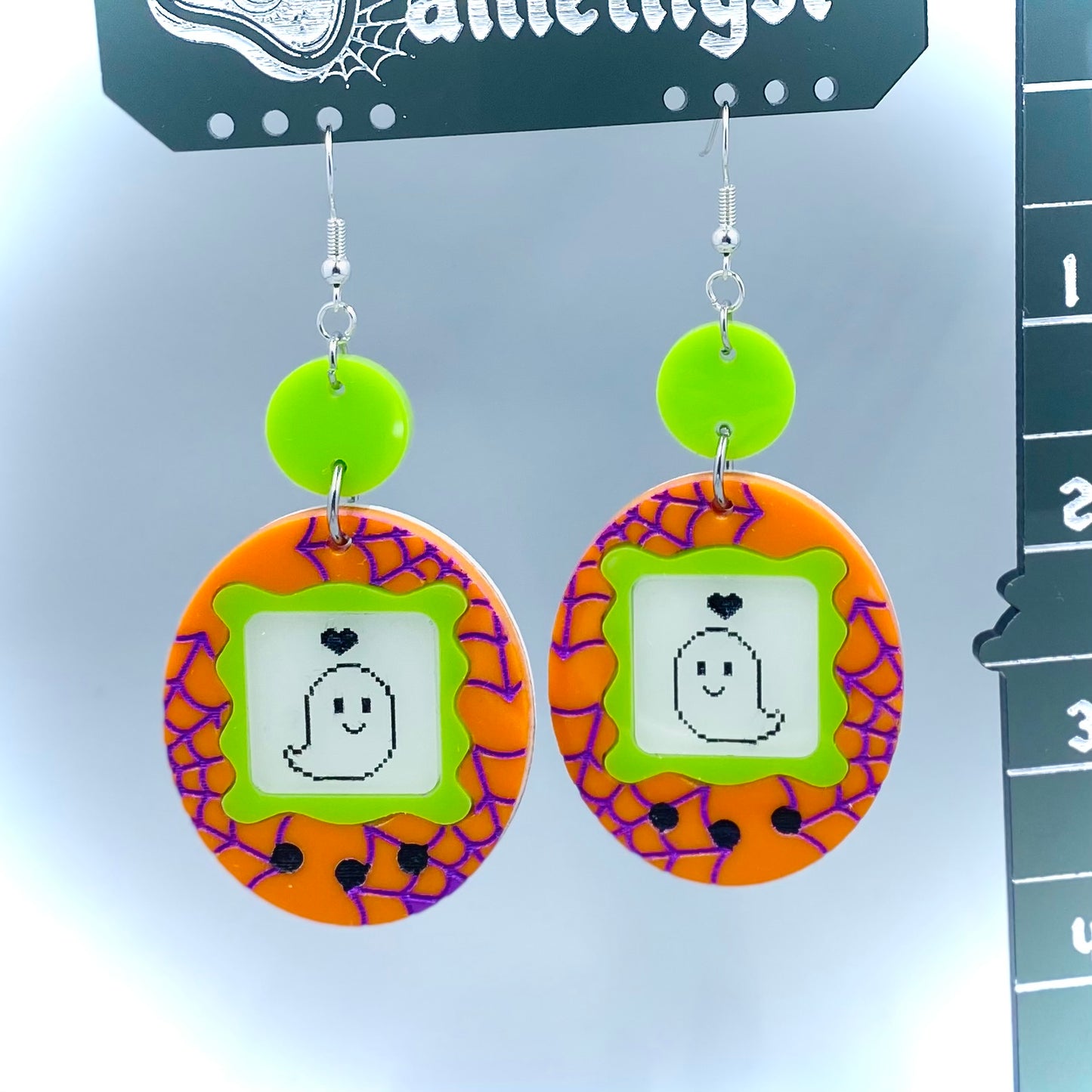 Spooky Glow in the Dark Virtual Pet Earrings