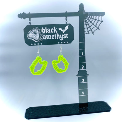 Neon Green Vampire Teeth Earrings