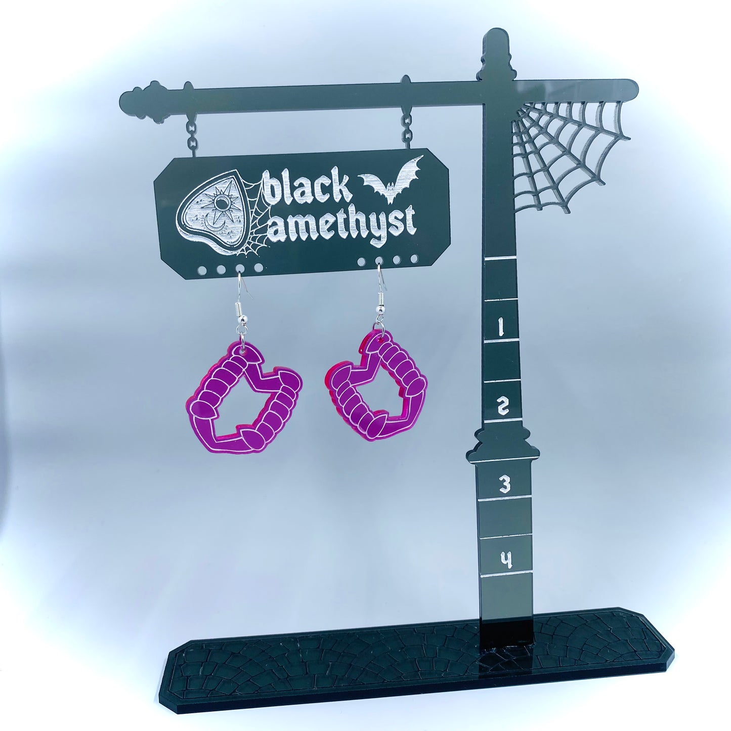 Magenta Vampire Teeth Earrings