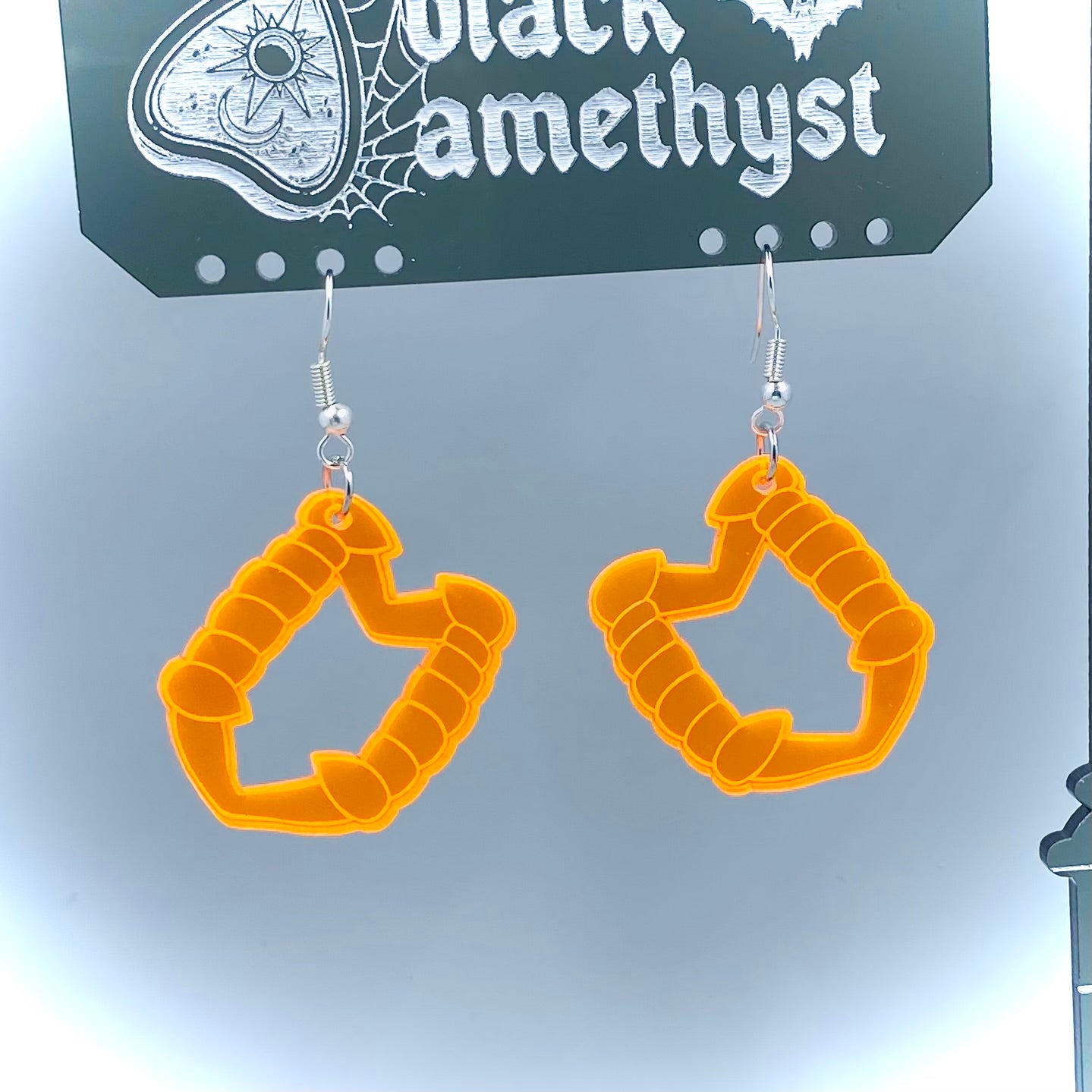 Neon Orange Vampire Teeth Earrings