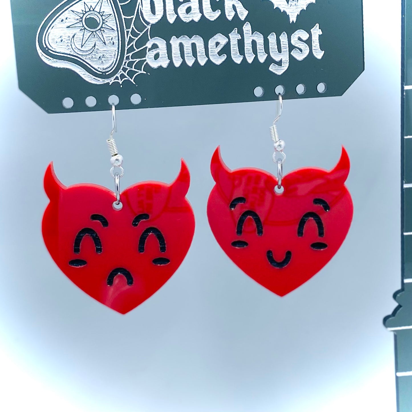 Happy and Sad Devil Heart Earrings