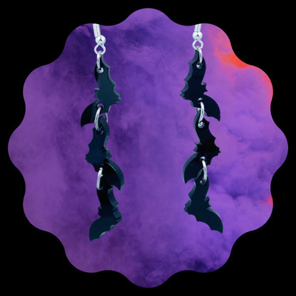 Black Bat Dangle Earrings