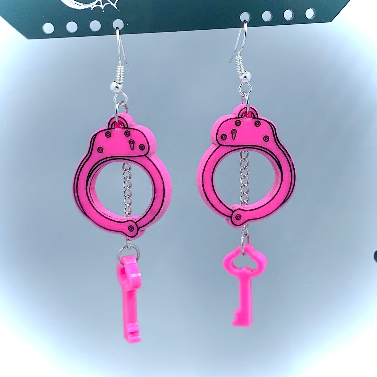 Pink Handcuffs Dangle Earrings