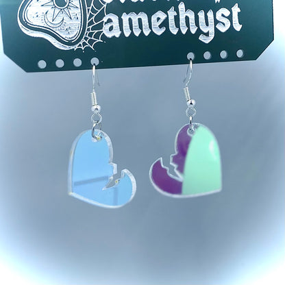 Iridescent Broken Heart Earrings