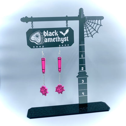 Pink Mace Dangle Earrings