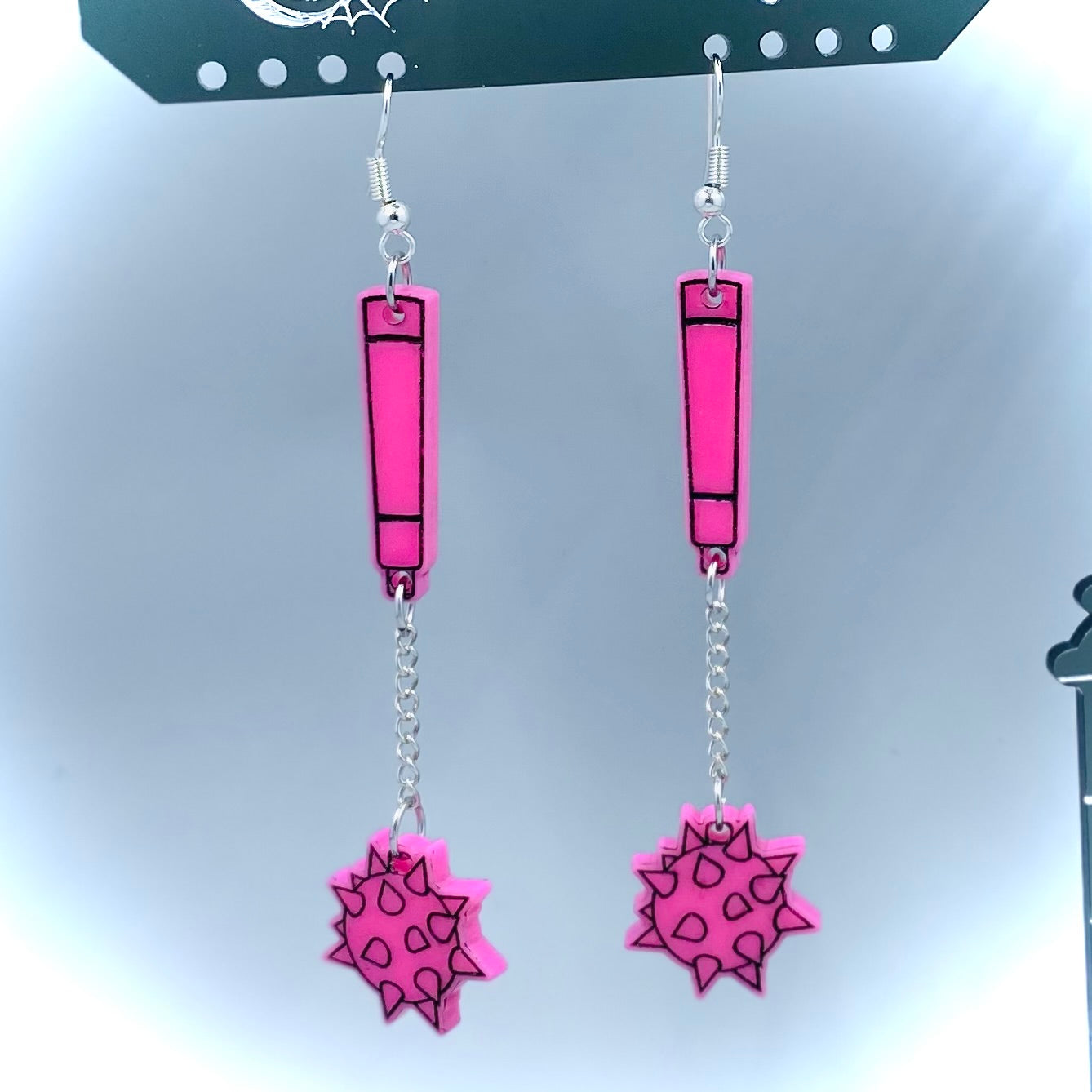 Pink Mace Dangle Earrings