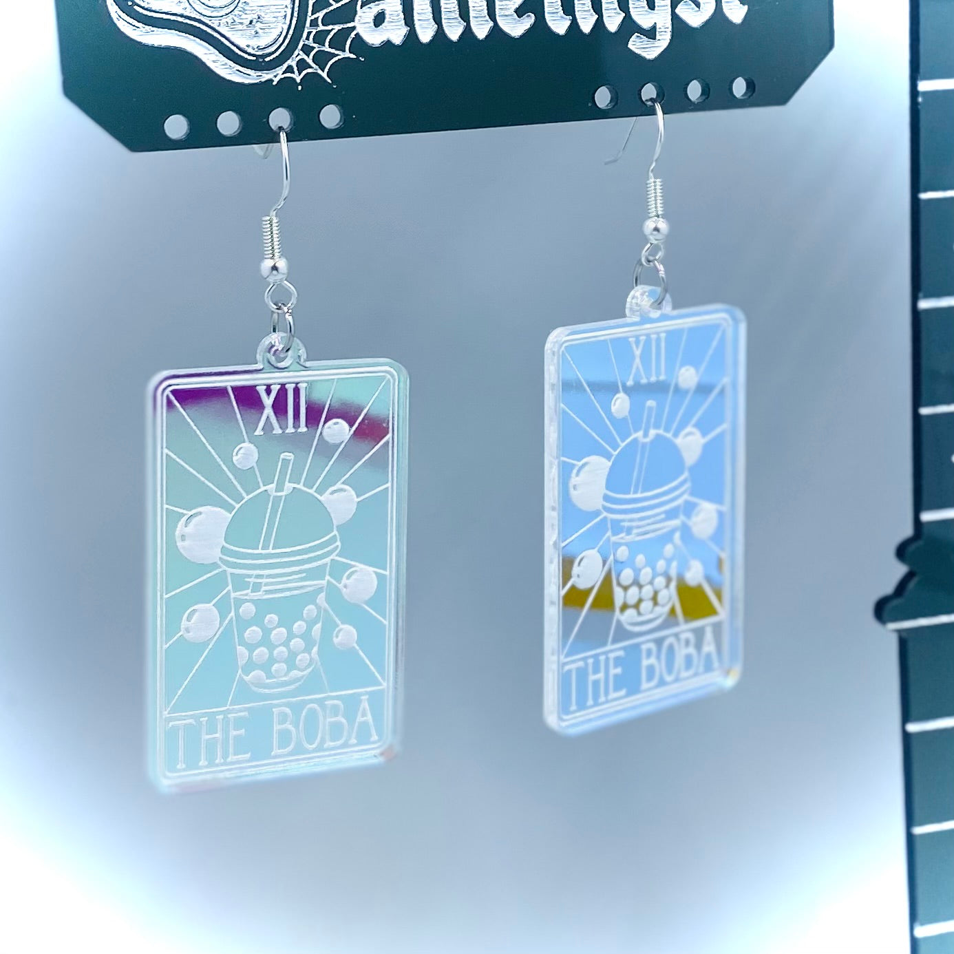 The Boba Tarot Card Iridescent Earrings