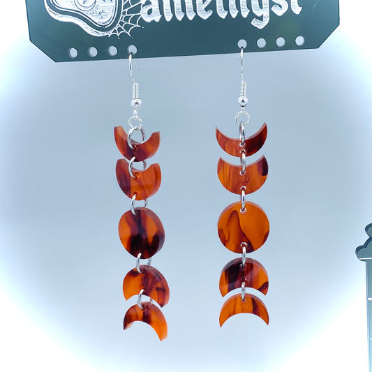 Red Smoke Moon Phases Dangle Earrings