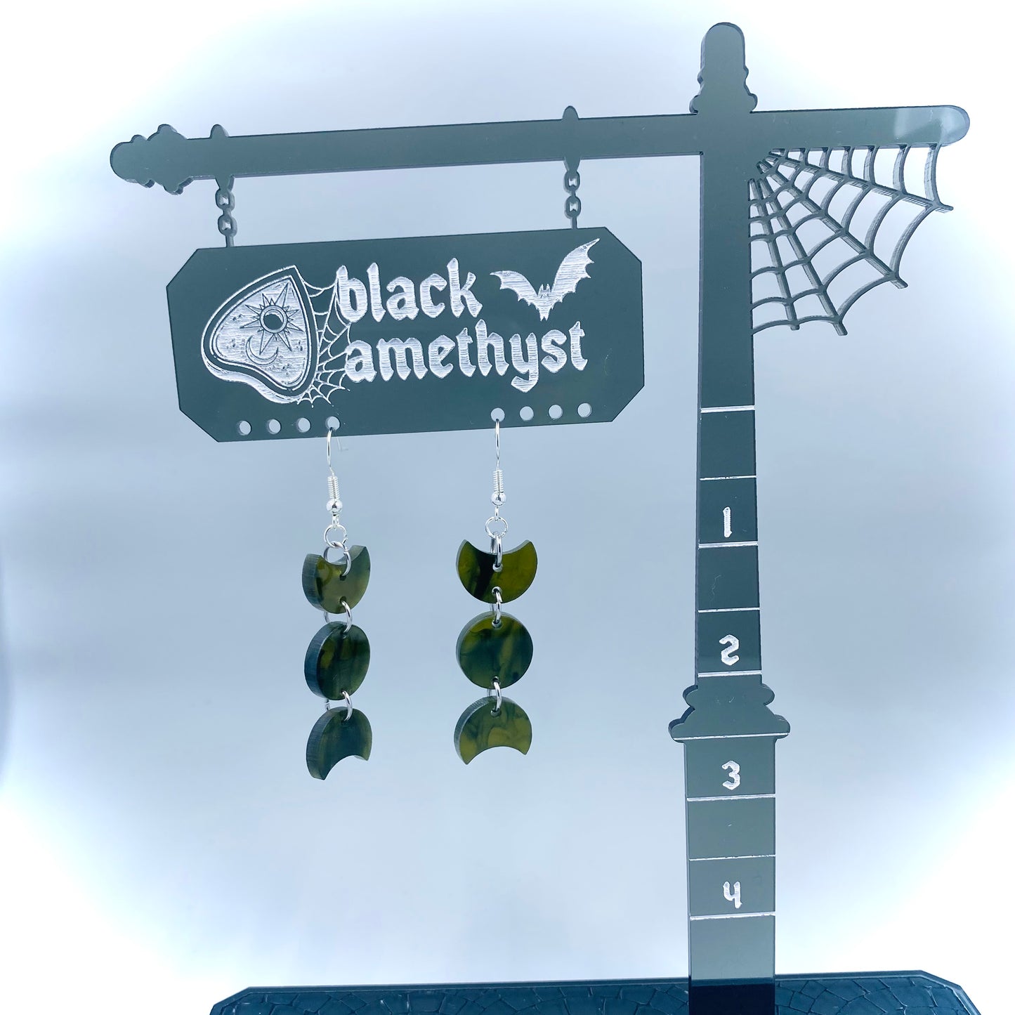 Sludge Drip Triple Moon Dangle Earrings