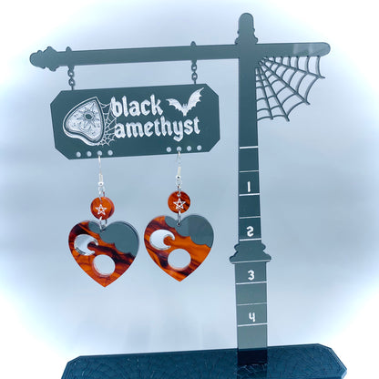 Red Smoke Ouija Planchette Earrings