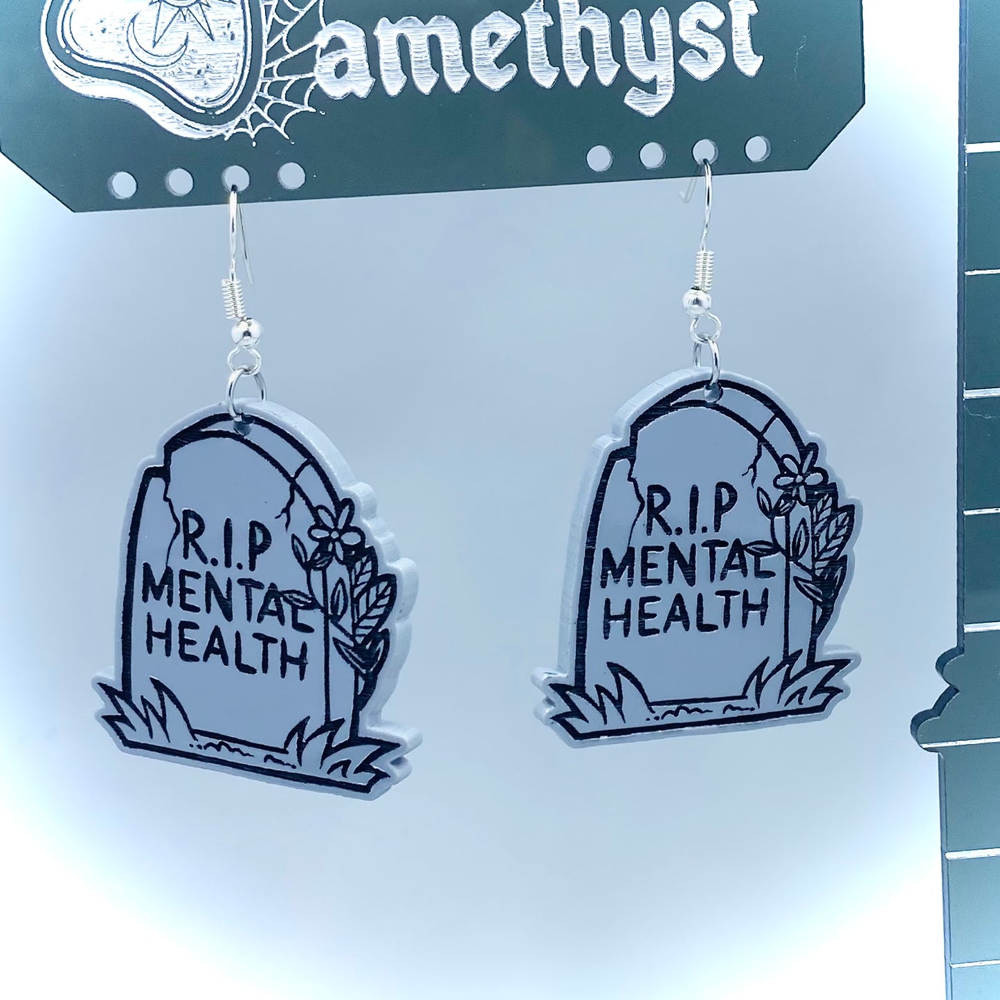 RIP Mental Health Tombstone Earrings