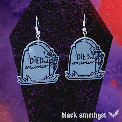 Died Anxious Tombstone Earrings