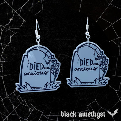 Died Anxious Tombstone Earrings