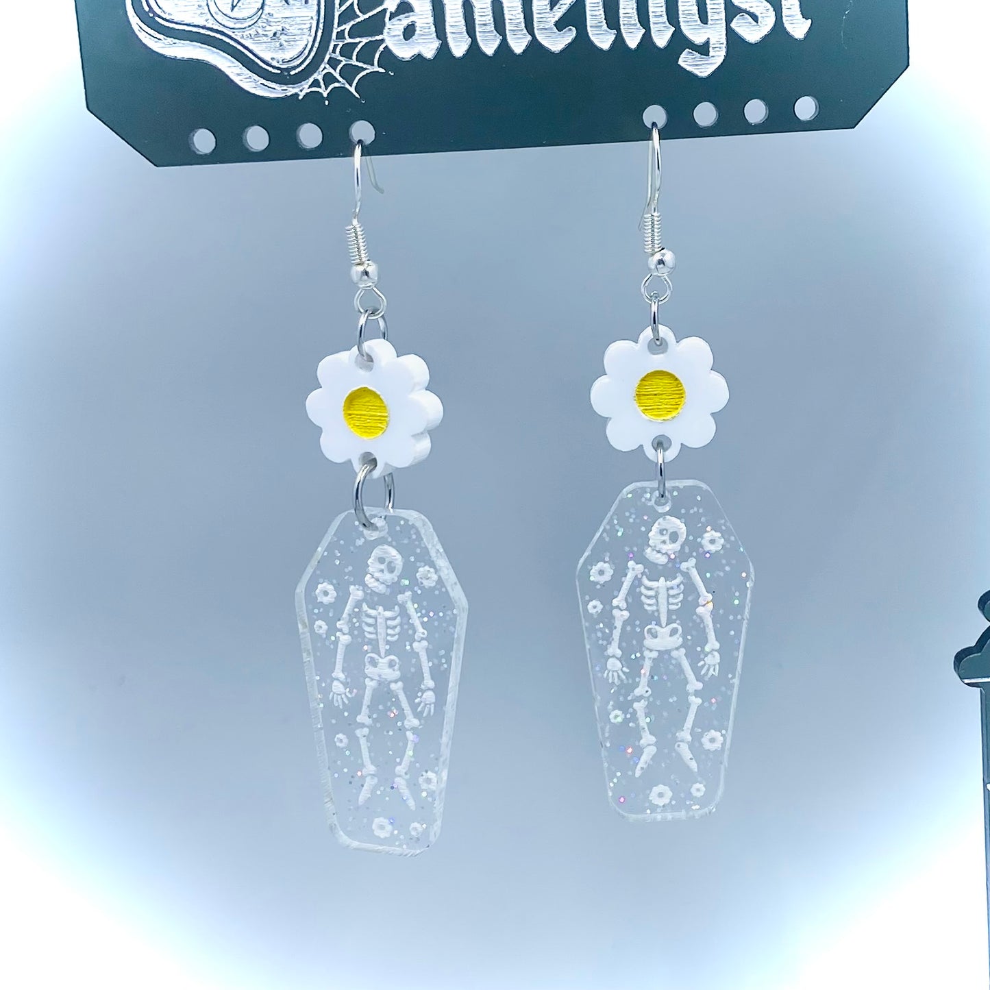 Skeleton and Daisy Earrings