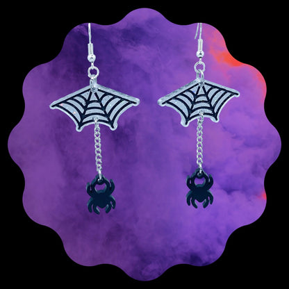 Glitter Spiderweb Dangle Earrings