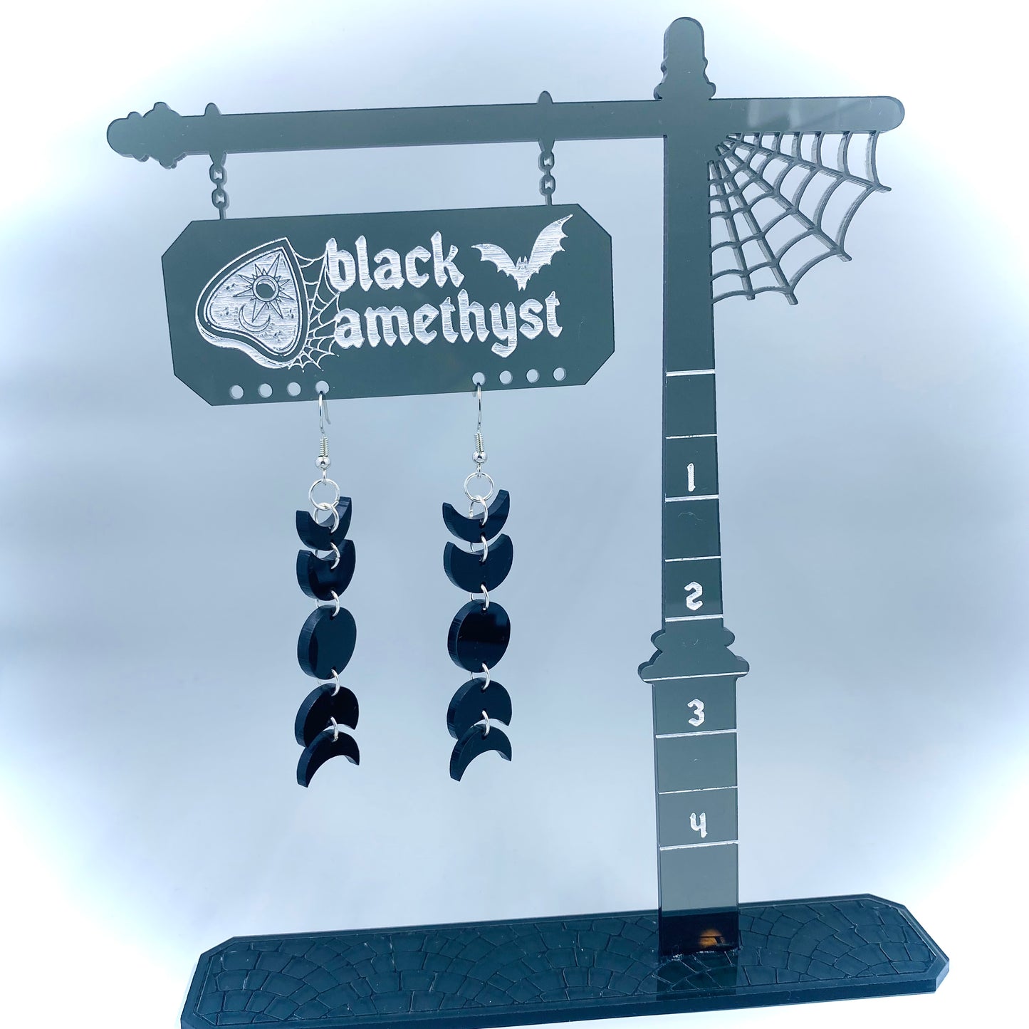 Black Moon Phases Dangle Earrings