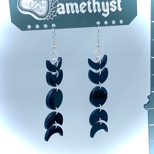 Black Moon Phases Dangle Earrings