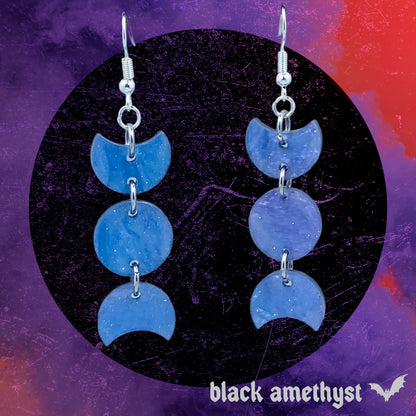 Cotton Candy Triple Moon Dangle Earrings