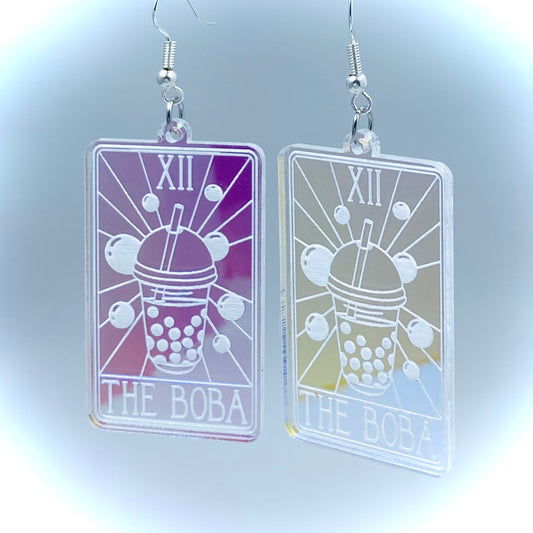 The Boba Tarot Card Iridescent Earrings