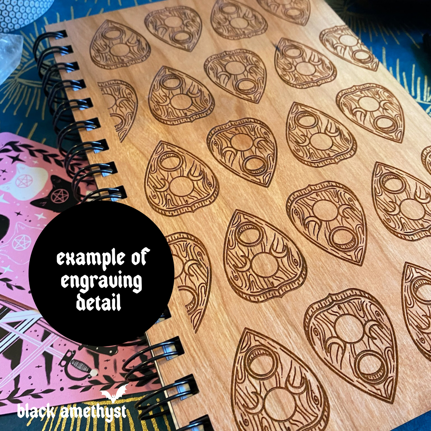 The Book Tarot Engraved Wood Notebook