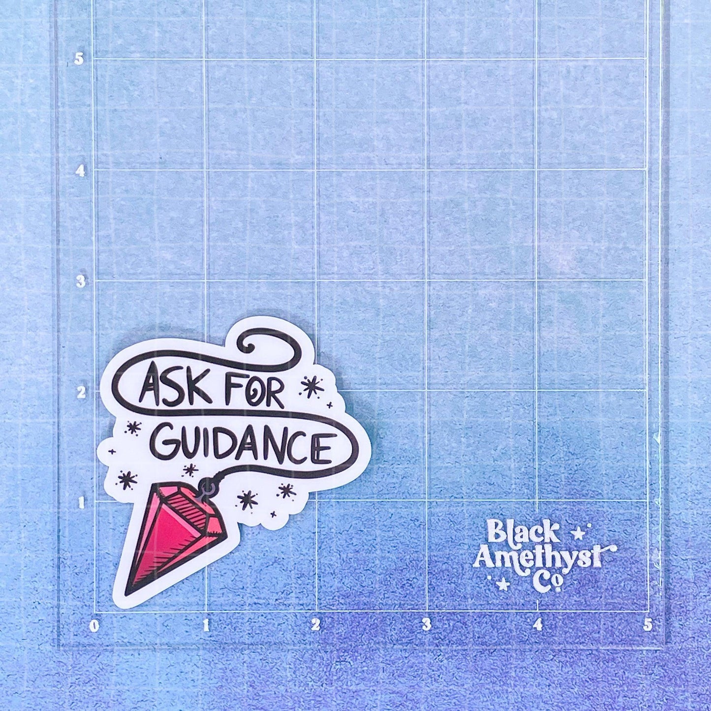 Black Amethyst Ask for Guidance Crystal Pendulum Vinyl Sticker 