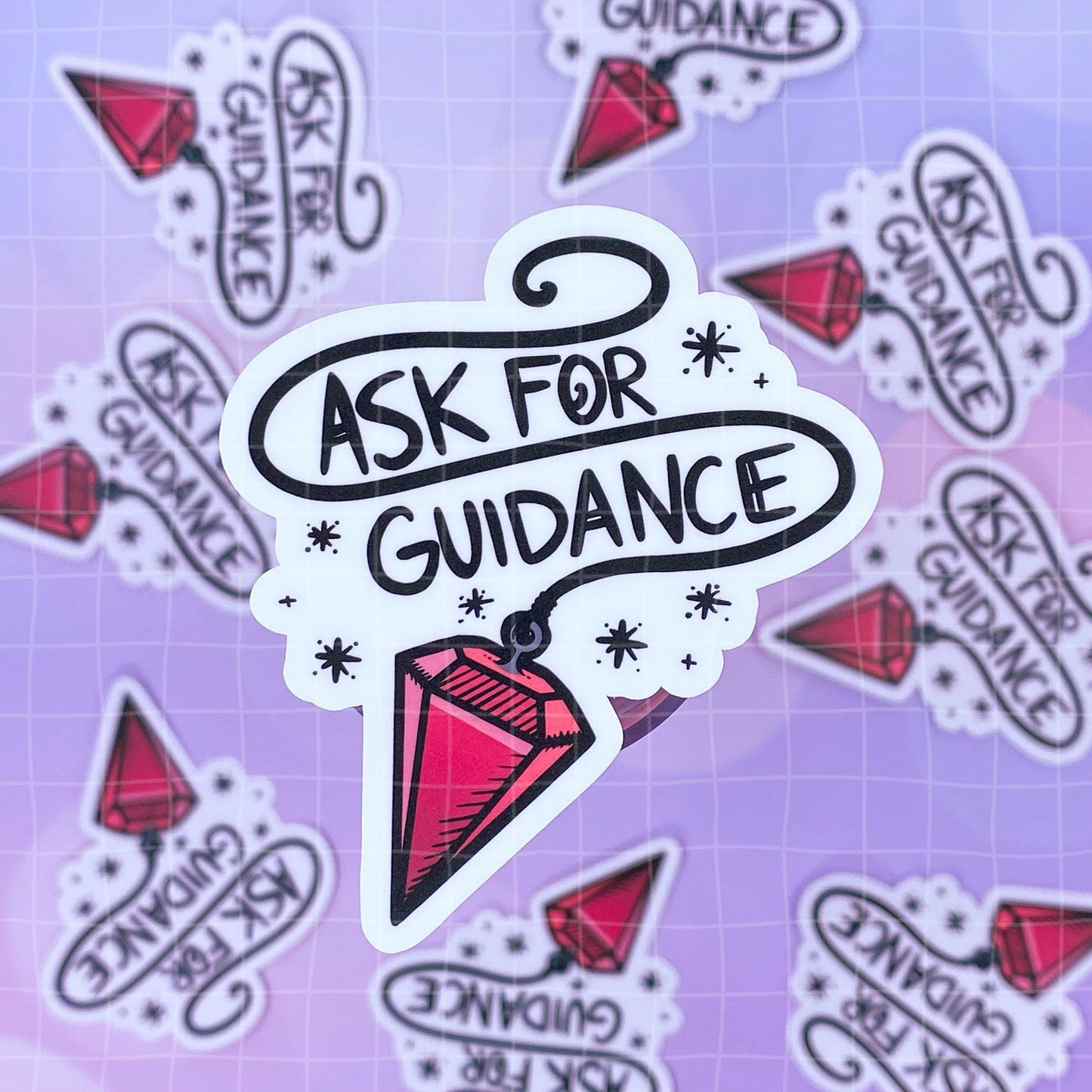 Black Amethyst Ask for Guidance Crystal Pendulum Vinyl Sticker 