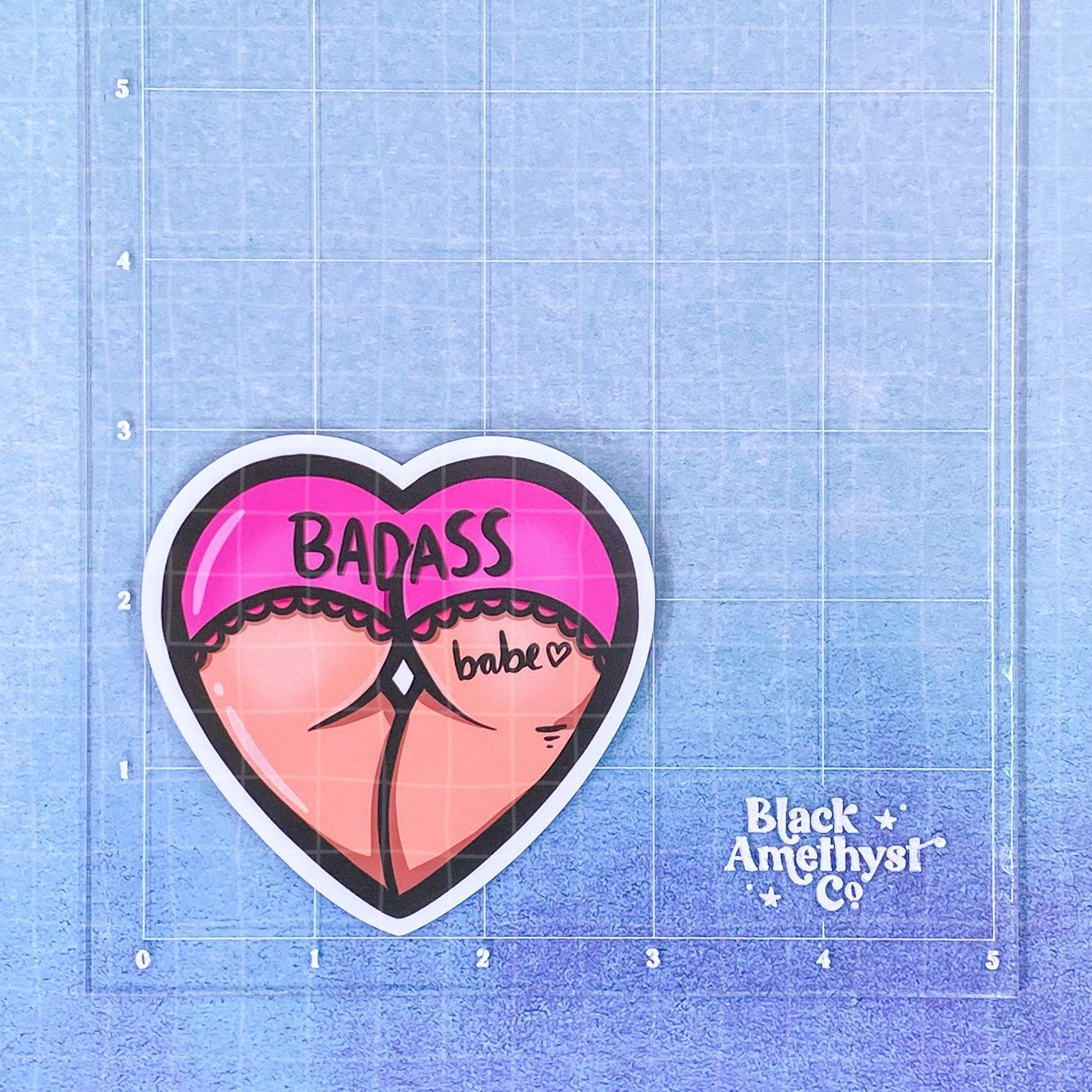 Black Amethyst Badass Babe Butt Vinyl Sticker 